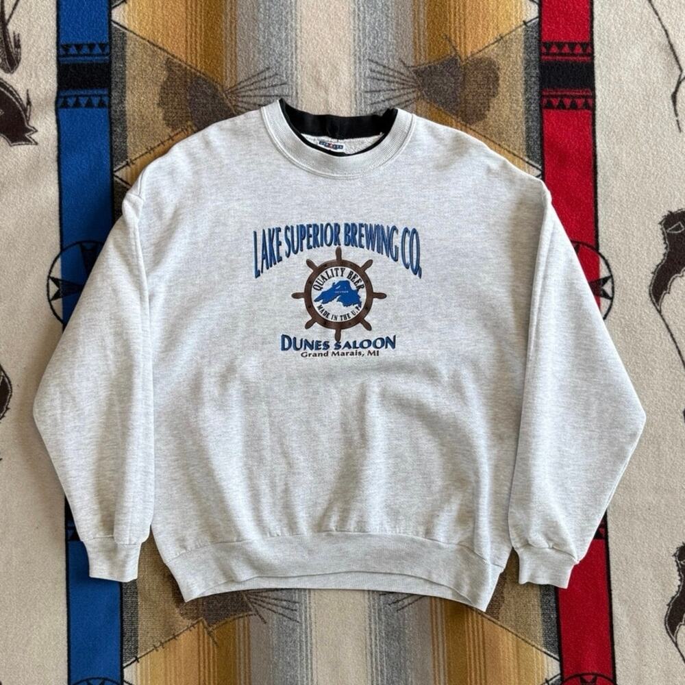 Vintage 90s Lake Superior Brewing Co Crewneck Sweatshirt Size XL Beer Michigan